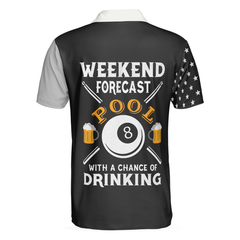 Weekend Forecast Pool Player Billiards Polo Shirt, American Flag Pattern Billiard Polo Shirt, Gift For Billiard Lovers - Hyperfavor