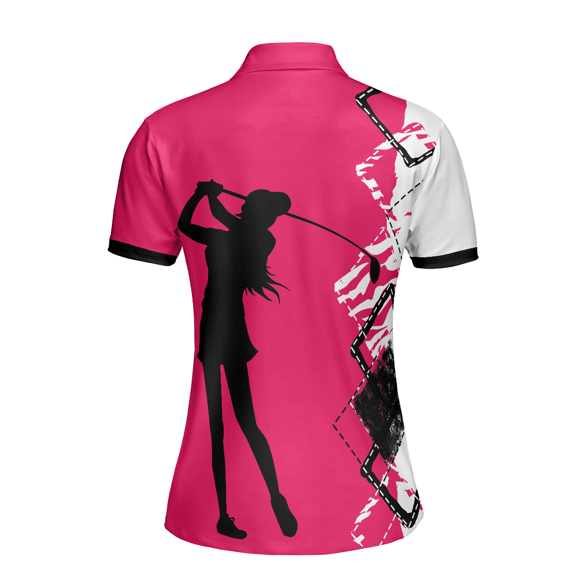 Your Hole Is My Goal Golf Short Sleeve Women Polo Shirt, White And Pink Golf Shirt For Ladies - Hyperfavor