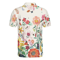 Tropical Floral Summer Polo Shirt, Floral Print Tropical Polo Shirt For Summer, Best Summer Vibe Shirt - Hyperfavor