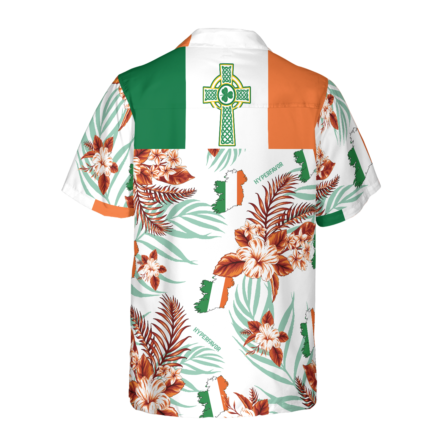 Irish Celtic Cross Shamrock Ireland Proud Hawaiian Shirt - Hyperfavor