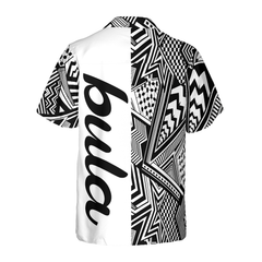 Customized Black and White Modern Pattern Bula Hawaiian Shirt - Hyperfavor