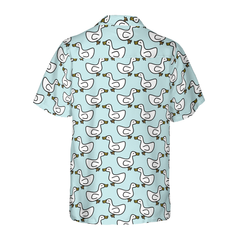 White Duck Cartoon In Blue Hawaiian Shirt - Hyperfavor