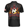 Soccer Flame Short Sleeve Black Polo Shirt, Black American Flag Polo Shirt, Best Soccer Shirt For Men - Hyperfavor