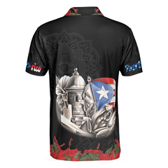 Puerto Rico Manga Flower Polo Shirt, US Polo Shirt For Men And Women, Best Gift For American Fans - Hyperfavor