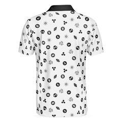 Cryptocurrency Pattern Polo Shirt, Black And White Bitcoin Polo Shirt, Best Cryptocurrency Shirt For Men - Hyperfavor