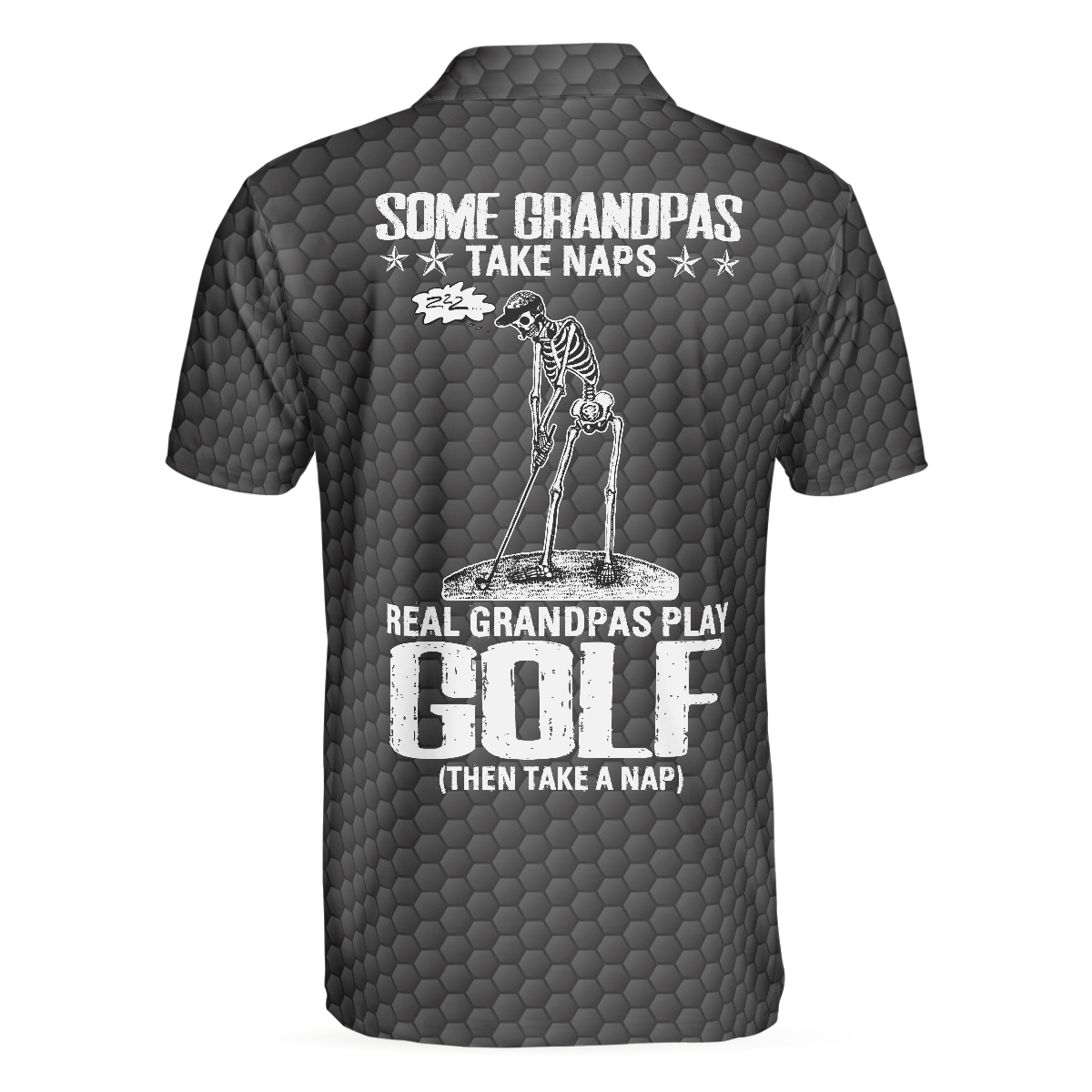 Golf Some Grandpas Polo Shirt, Black Golf Seamless Pattern Skeleton Golfer Skull Golf Shirt For Men - Hyperfavor