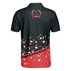 Sporty Golf Breaker Red And Black Golf Polo Shirt, Red And White Triangle Pattern Shirt Design, Best Golf Gift Idea - Hyperfavor