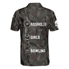 Hand Instruction American Flag Camouflage Bowling Polo Shirt, Camo Bowling Shirt For Men - Hyperfavor