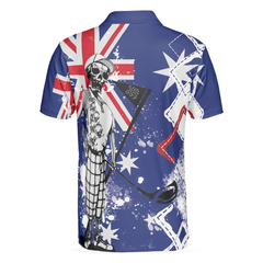 Golf I Like It Rough Australian Flag Polo Shirt, Argyle Pattern Skeleton Golfing Polo Shirt, Funny Golf Shirt For Men - Hyperfavor