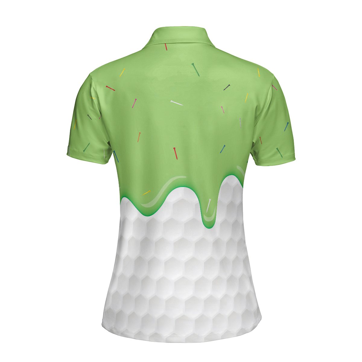 Ice Cream Melting On Golf Ball Cone Golf Short Sleeve Women Polo Shirt - Hyperfavor