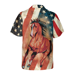 Horse American Flag Hawaiian Shirt - Hyperfavor