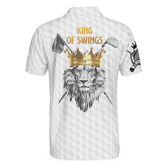 King Of Swings Lion Golfing Polo Shirt, Black And White Lion King Sketching Polo Shirt, Best Golf Shirt For Men - Hyperfavor