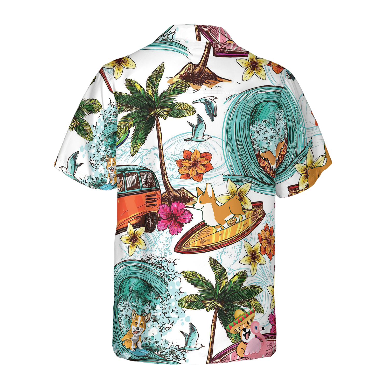 Corgi On The Beach Shirt For Men Hawaiian Shirt - Hyperfavor