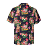 Hyperfavor Christmas Hawaiian Shirt, Santa With Tropical Flower Pattern Shirt Short Sleeve, Christmas Shirt Idea Gift For Men And Women - Hyperfavor