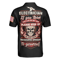 Electrician Proud Skull Black And White Polo Shirt, If You Think You Can Do My Job Electrician Shirt For Men - Hyperfavor