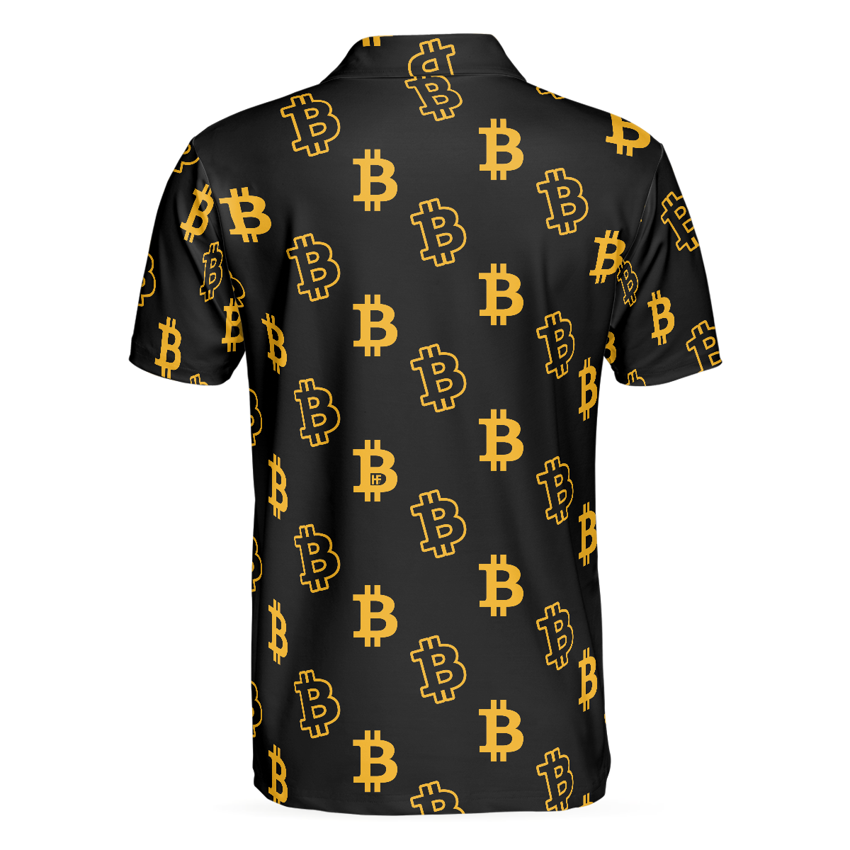 Seamless Pattern Bitcoin Polo Shirt, Luxury Black And Gold Polo Shirt, Best Cryptocurrency Shirt For Men - Hyperfavor