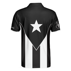 Puerto Rico Flag Black And White Polo Shirt, Puerto Rican Toad Coquí Shirt - Hyperfavor