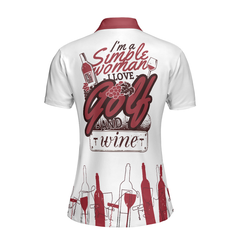 I'm A Simple Woman Short Sleeve Women Polo Shirt, Wine Golf Shirt For Ladies, Golf Gift For Wine Lovers - Hyperfavor