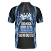 Too Much Head Said No One Ever Bowling Polo Shirt, Blue Flame Pattern Tenpin Bowling Shirt For Bowling Lovers - Hyperfavor