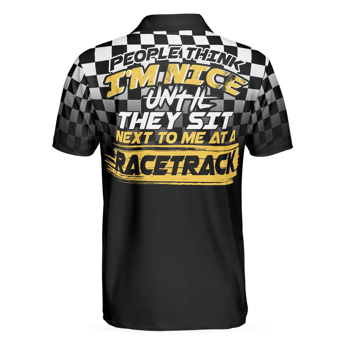 People Think I'm Nice Racing Polo Shirt, Checker Pattern F1 Racer Polo Shirt, Best Racing Shirt For Men - Hyperfavor