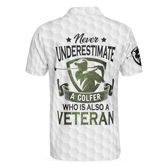 Never Underestimate A Golfer Who Is Also A Veteran Polo Shirt, Skull Golfing Shirt For Retired Veterans - Hyperfavor