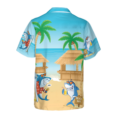 Sharks Party On The Beach Hawaiian Shirt - Hyperfavor