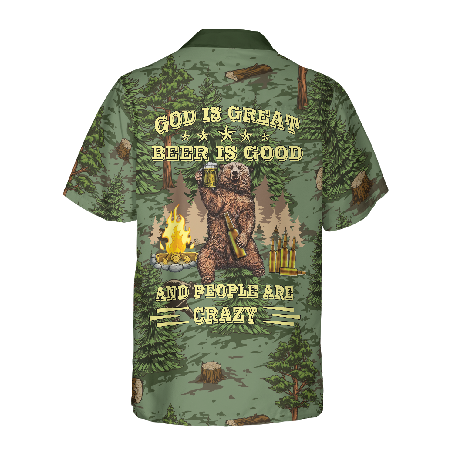 Camping Angry Bear Drink Beer Hawaiian Shirt - Hyperfavor