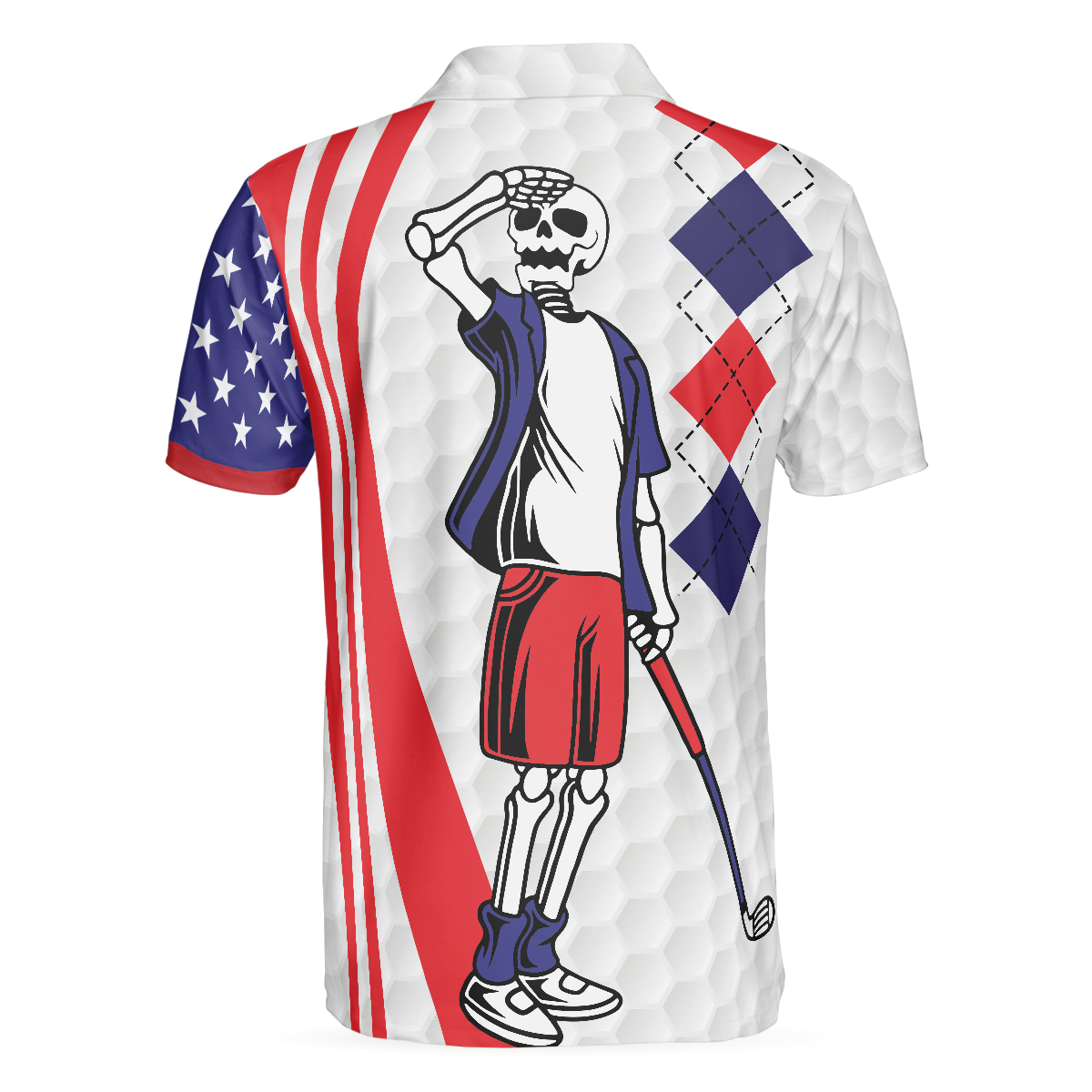 Your Hole Is My Goal Golf American Flag Polo Shirt, Golf Texture Argyle Pattern USA Flag Polo Shirt, Best Golf Shirt For Men - Hyperfavor