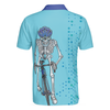 Riders Never Stop Skull Short Sleeve Polo Shirt, Blue Skeleton Cyclist Polo Shirt, Best Cycling Shirt For Men - Hyperfavor