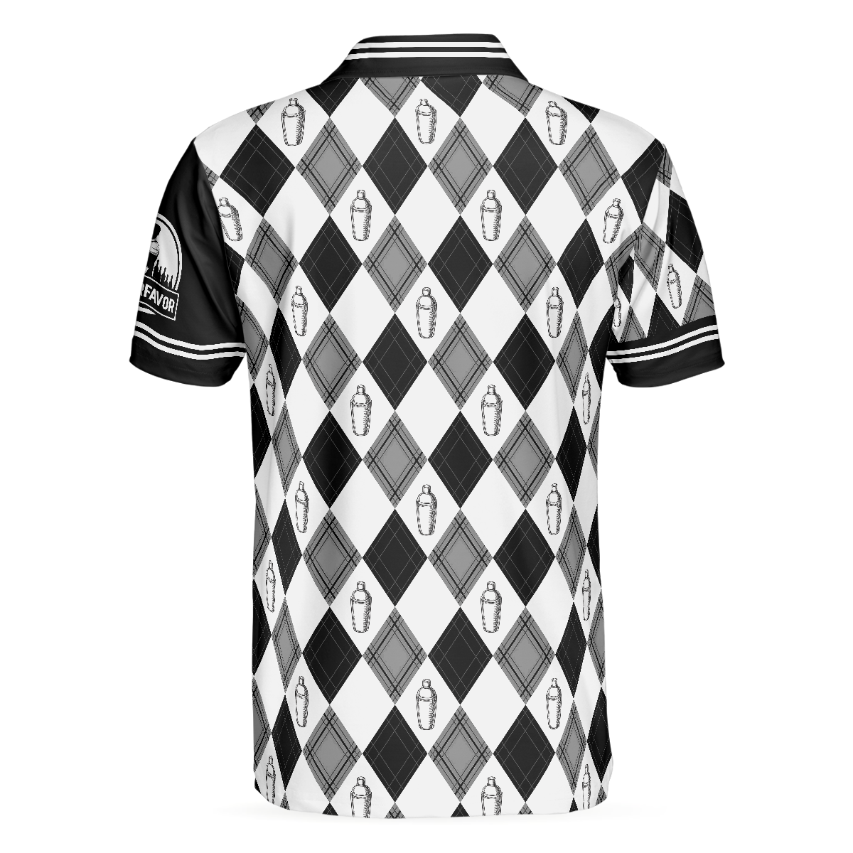 I'm The Bartender Polo Shirt, Black And White Argyle Pattern Polo Shirt, Best Bartender Shirt For Men - Hyperfavor