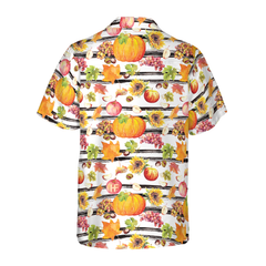 Watercolor Thanksgiving Vegetables With Black Stripes Hawaiian Shirt - Hyperfavor