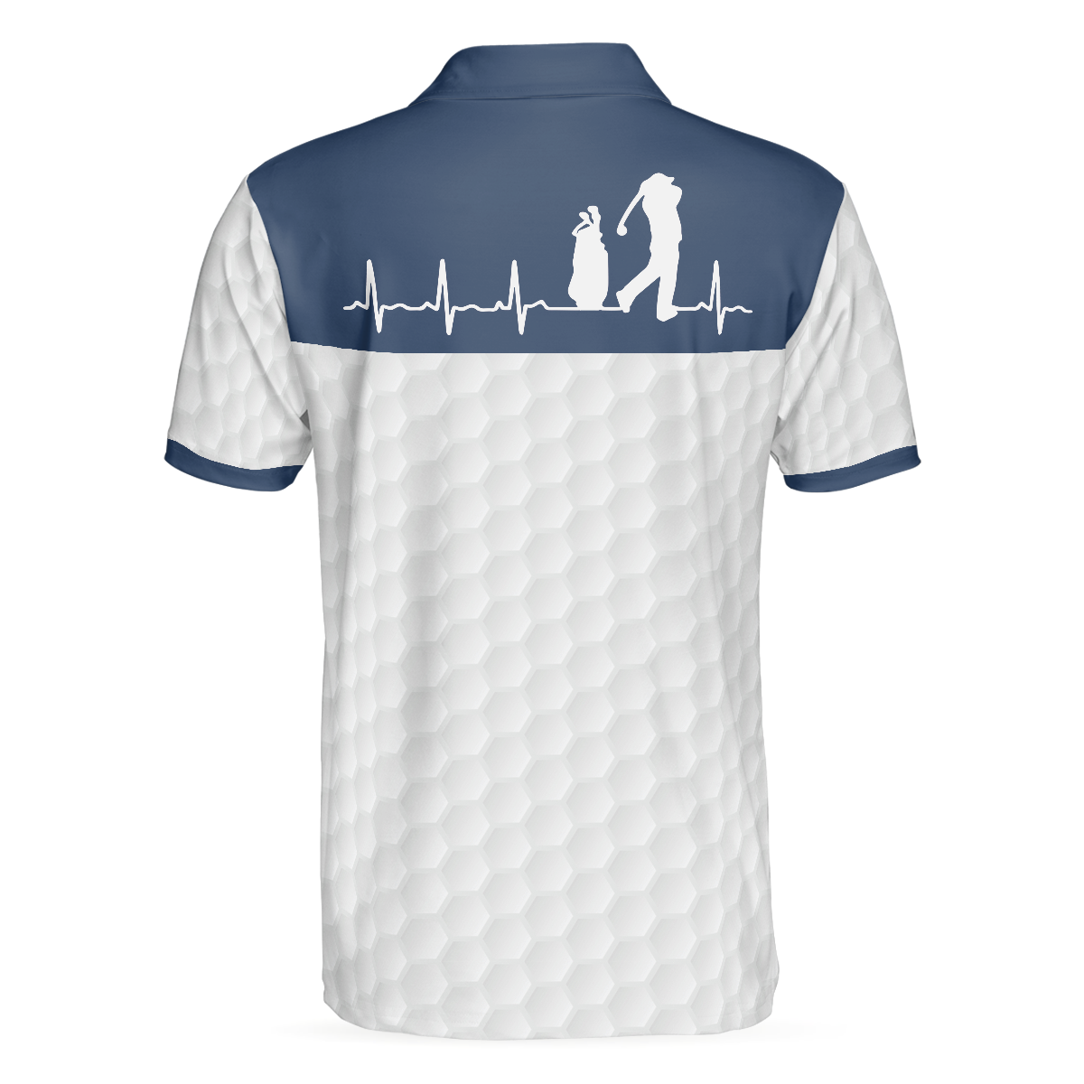 Heartbeat Golfer White And Navy Golf Polo Shirt For Men, Best Gift For Golfers - Hyperfavor