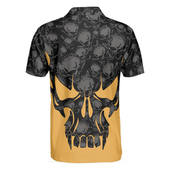 Skull Golf Polo Shirt, Black And Yellow Skull Golfing Shirt Design, Best Polo Shirt For Hot Weather - Hyperfavor