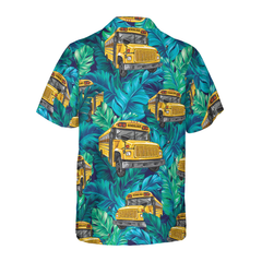 Tropical Leaves School Bus Driver Hawaiian Shirt, Best Shirt For School Bus Drivers, Unique Gift For Bus Drivers - Hyperfavor