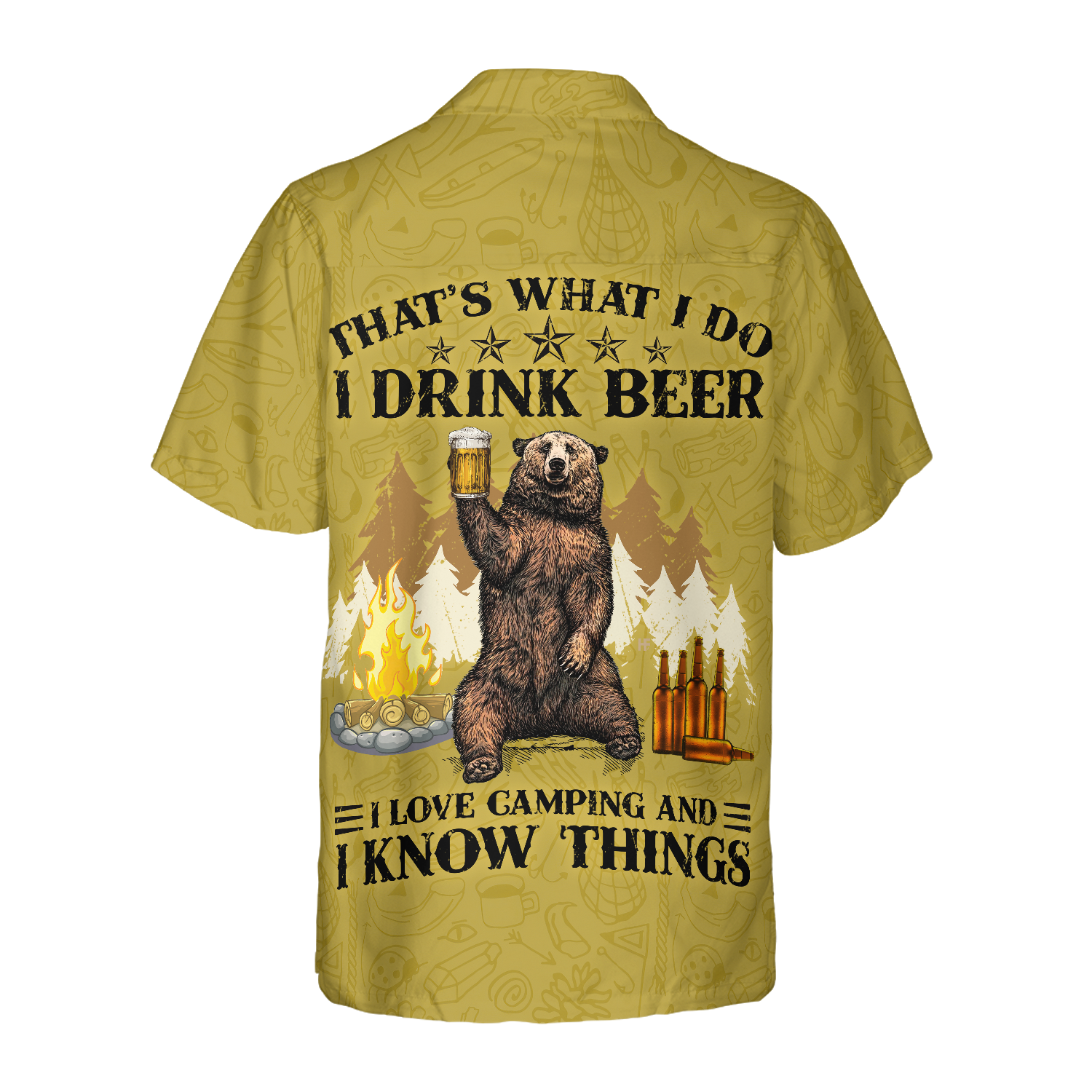 Camping Bear Drink Beer Hawaiian Shirt - Hyperfavor