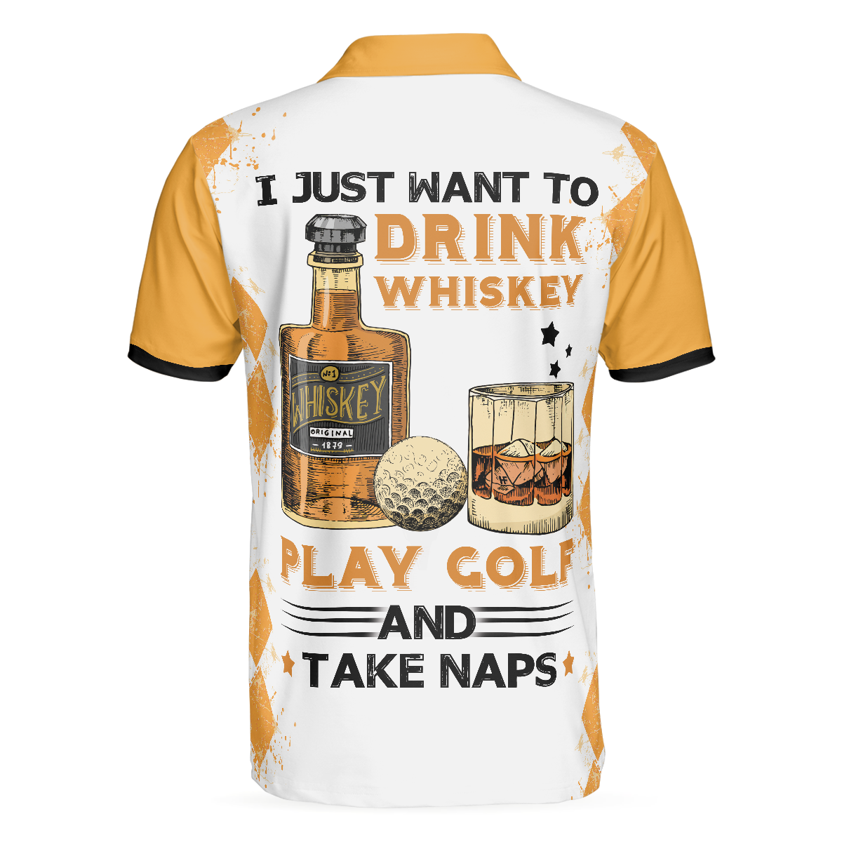 Golf Whisky And Take Naps Short Sleeve Polo Shirt, Argyle Pattern Wine Polo Shirt, Best Golf Shirt For Men - Hyperfavor