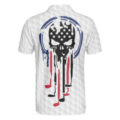 American Skull Golf Clubs Set Short Sleeve White Golf Polo Shirt, Wet Paint American Flag Polo Shirt, Best Golf Shirt For Men - Hyperfavor