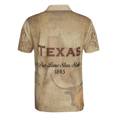 Texas The Lone Star State Polo Shirt, Texas State Map Longhorn Polo Shirt, Texas Proud Shirt For Men - Hyperfavor