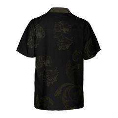 Seamless Gothic Skull Goth Hawaiian Shirt, Black Hawaiian Shirt For Men - Hyperfavor