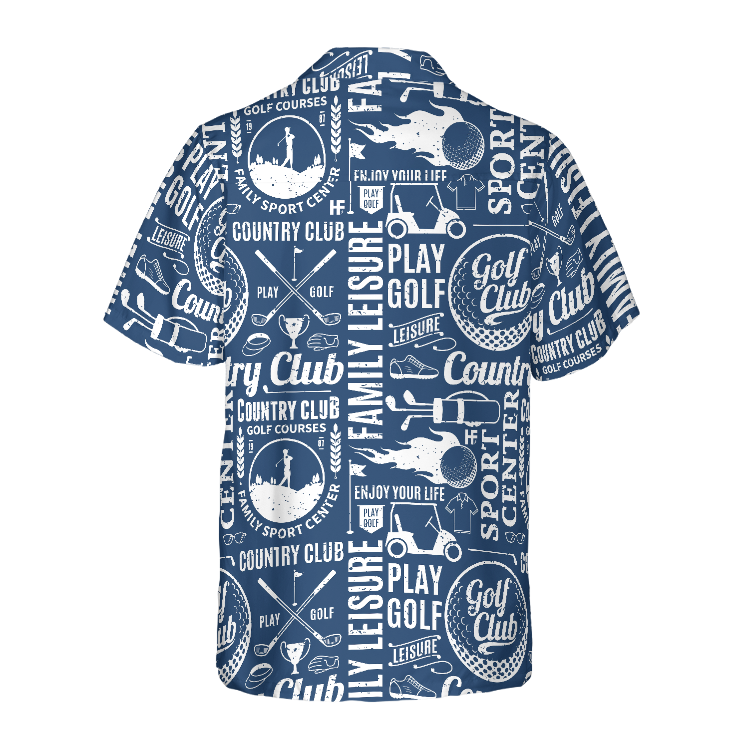 Retro Styled Typographic Golf Seamless Pattern Hawaiian Shirt - Hyperfavor