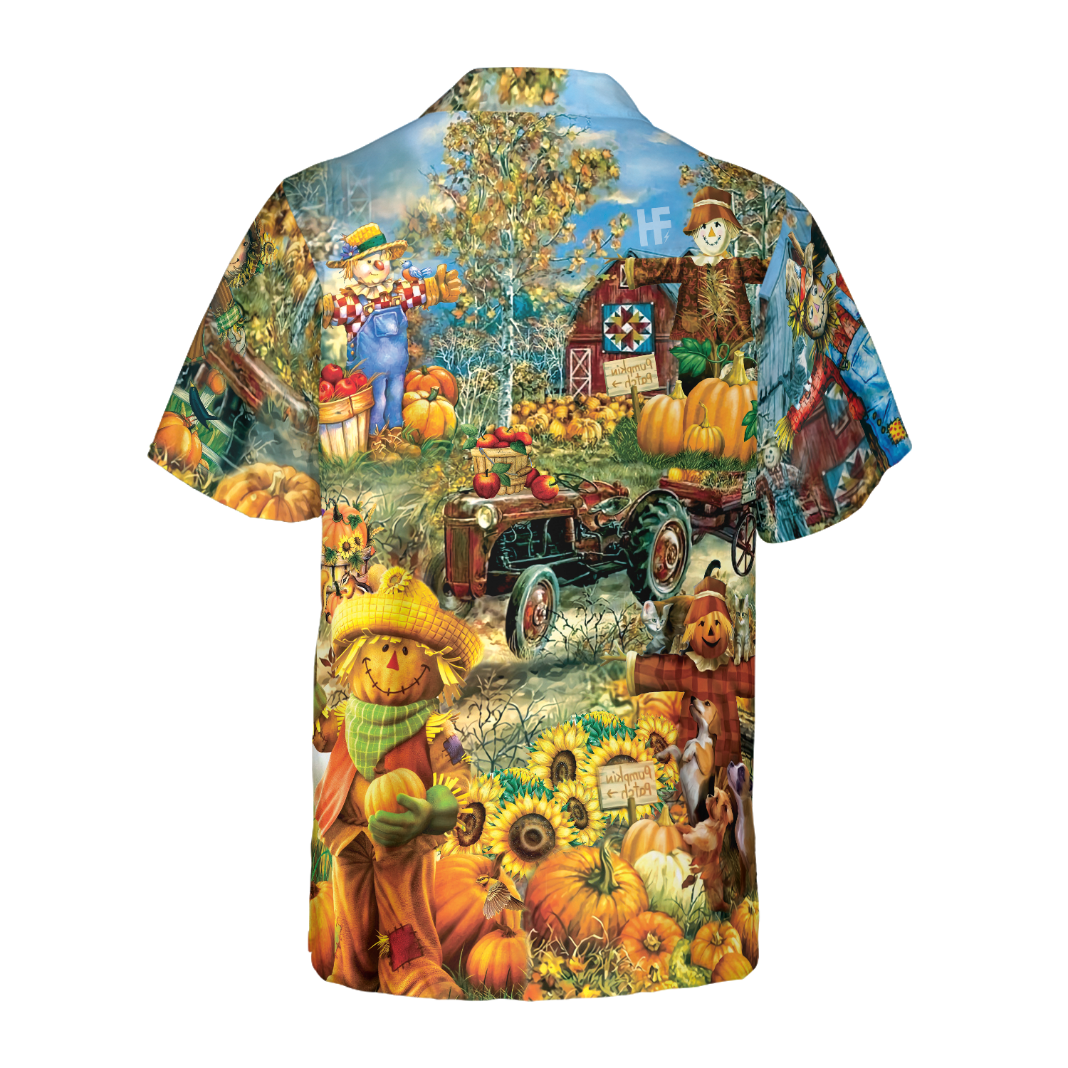 Smiley Pumpkin On The Farm Thanksgiving Hawaiian Shirt, Unique Thanksgiving Gift Idea - Hyperfavor