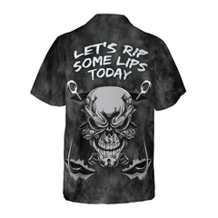 Rippin' Lips Skull Fish Skeleton Hawaiian Shirt - Hyperfavor