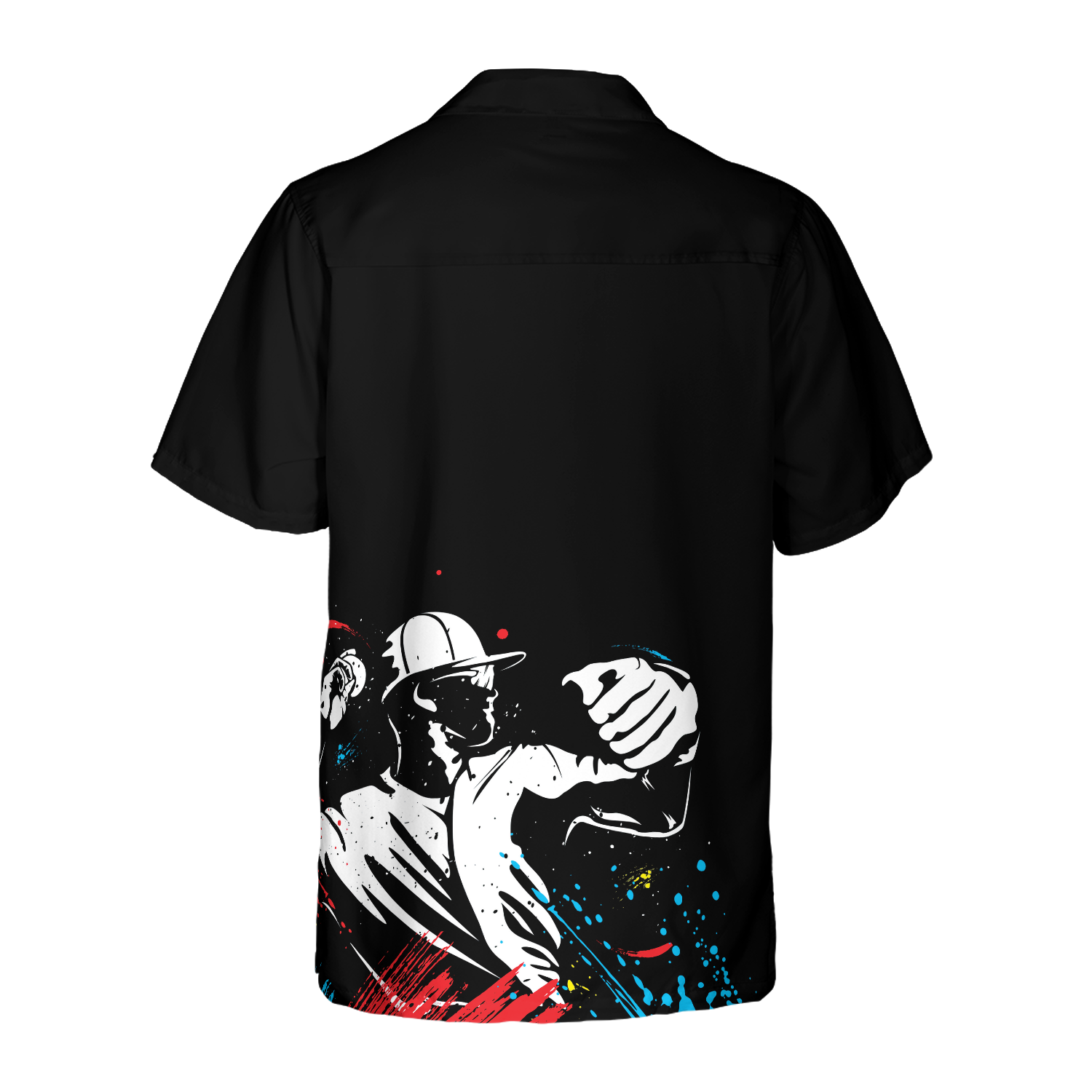 Baseball Players' Silhouettes On Paintball Pattern Hawaiian Shirt - Hyperfavor