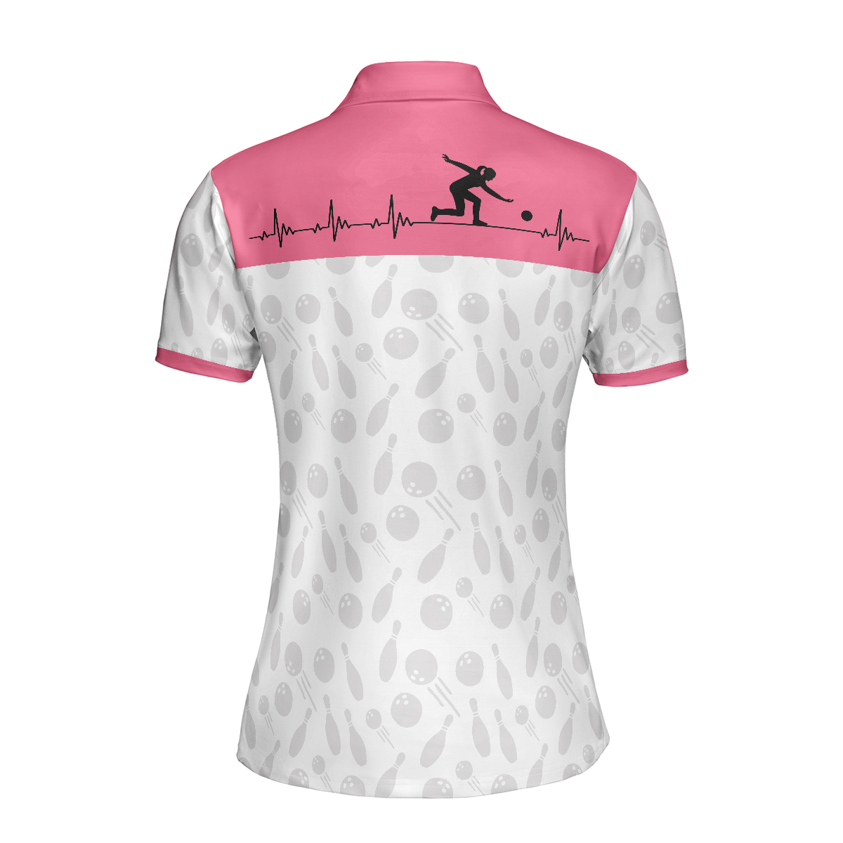 Bowling Is My Heart Bowling Short Sleeve Women Polo Shirt, Bowling Balls And Pins Pattern Polo Shirt For Ladies - Hyperfavor