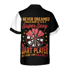 Super Sexy Skull Dart Player Hawaiian Shirt - Hyperfavor