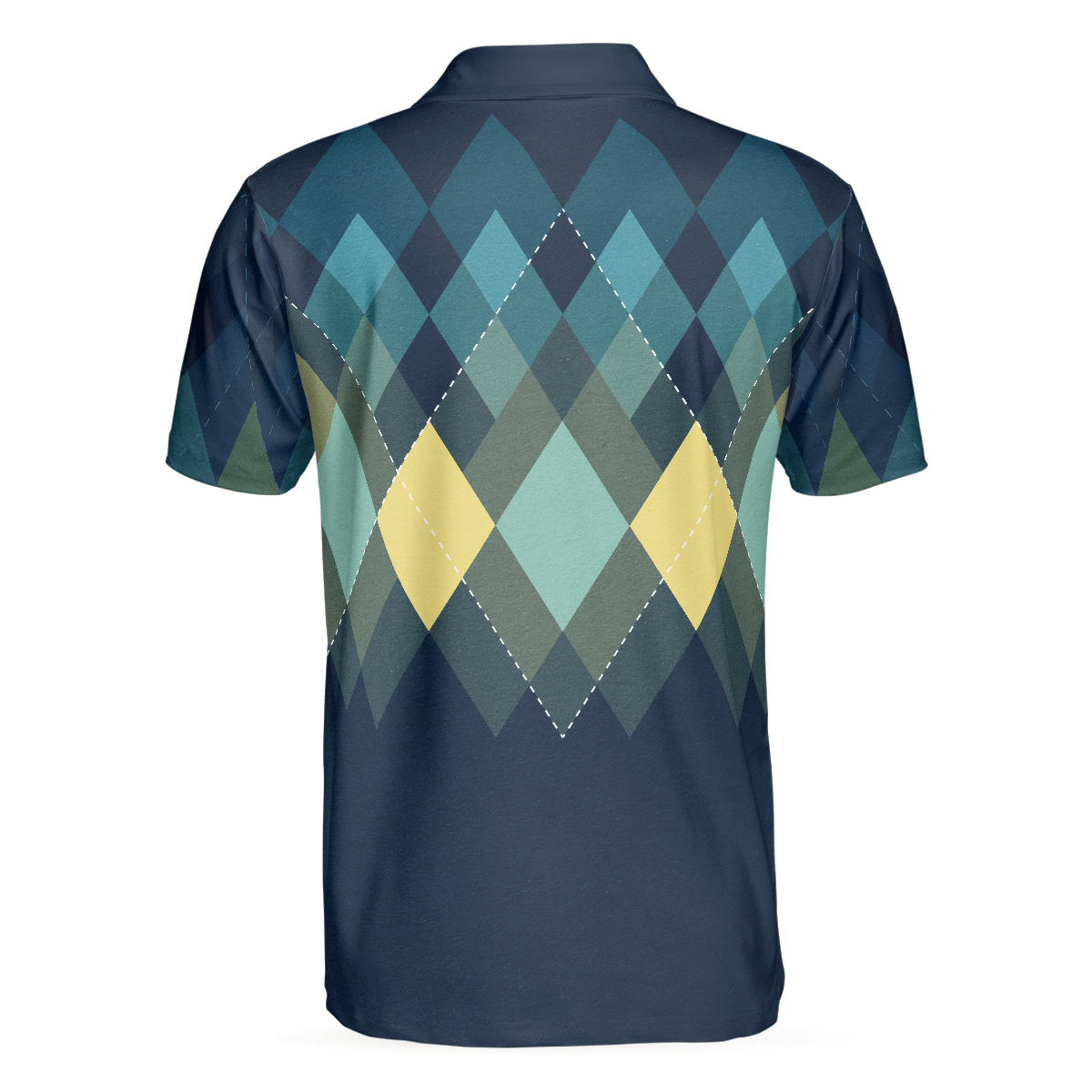 Dark Green Argyle Pattern Polo Shirt For Men - Hyperfavor