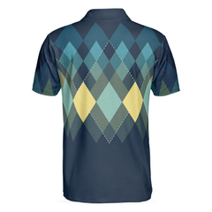 Dark Green Argyle Pattern Polo Shirt For Men - Hyperfavor