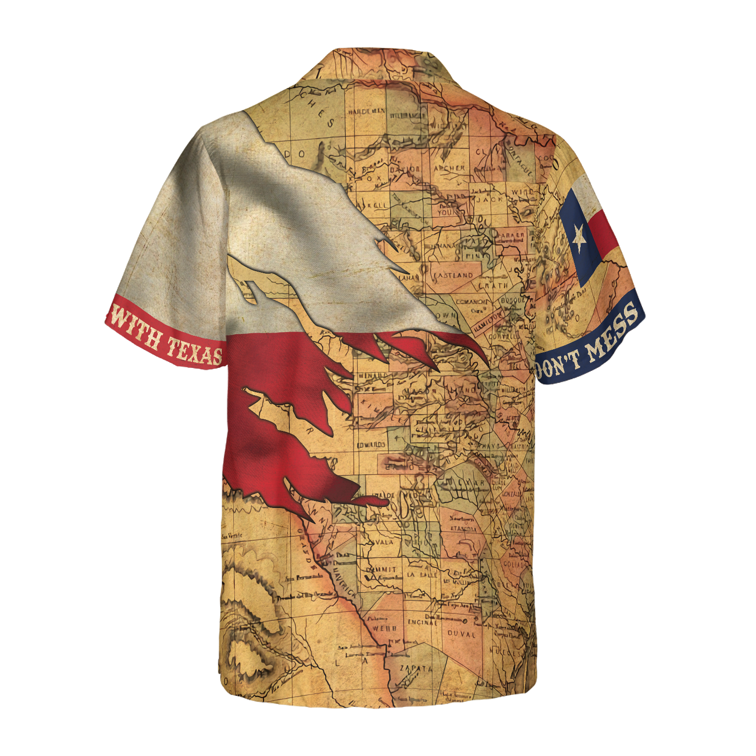 Texas Flag and Map Vintage Texas Hawaiian Shirt, Don’t Mess With Texas Flag Shirt, Proud State Of Texas Shirt For Men - Hyperfavor