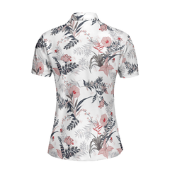 Colorful Floral Pattern Shirt Short Sleeve Women Polo Shirt - Hyperfavor