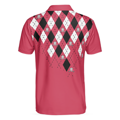 Golf Shirt With Argyle Pattern Polo Shirt, Red Plaid Pattern Golf Shirt For Golf Enthusiasts, Vibrant Golf Shirt - Hyperfavor